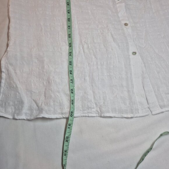 Eileen Fisher Women's Shirt Size M White Mandarin Collar Boxy  Linen-blend (60) - Picture 11 of 12
